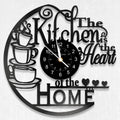 12 Inch Kitchen Vinyl Record Wall Clock, Kitchen Heat Home Theme Wall Clock, Coffee Bar Decor, Coffee Wall Decor for Office Living Room, for Women Wives, Black