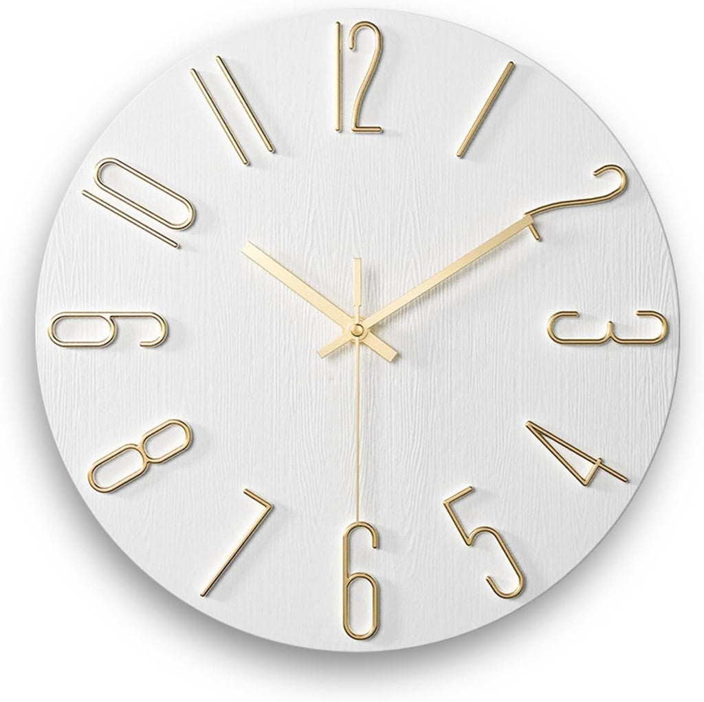 12 Inch Wall Clock Silent Non Ticking, Preciser Modern Style Decor Clock for Home, Office, School, Kitchen, Bedroom, Living Room(White)