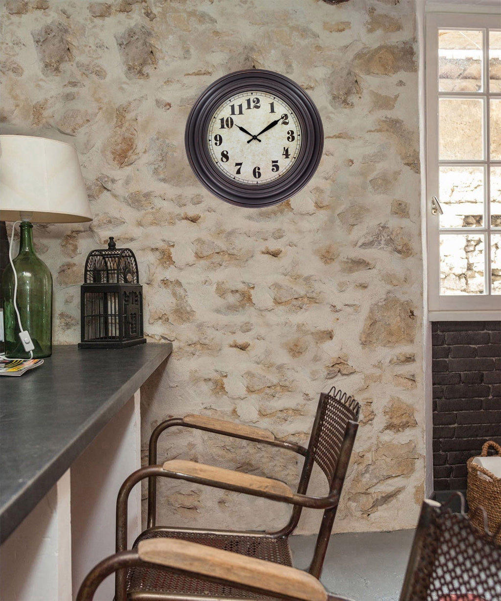 20 Inch Retro Wall Clock Silent,Accurate Time,Big Numbers,Quartz,Analog,Black