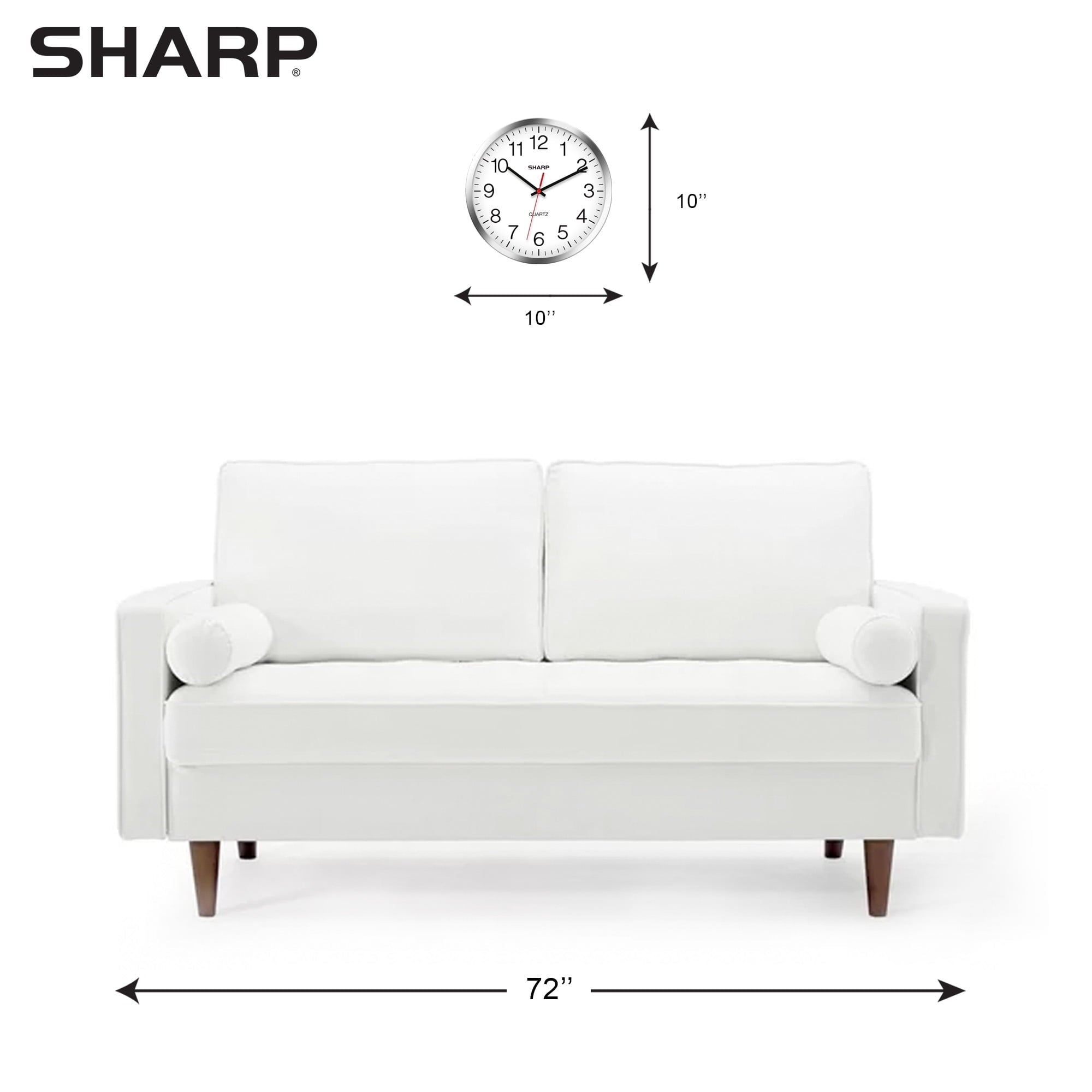 SHARP Wall Clock Silver/Chrome, Silent Non Ticking 10 Inch Quality Quartz Battery Operated Round Easy to Read Home/Kitchen/Office/Classroom/School Clocks, Sweep Movement