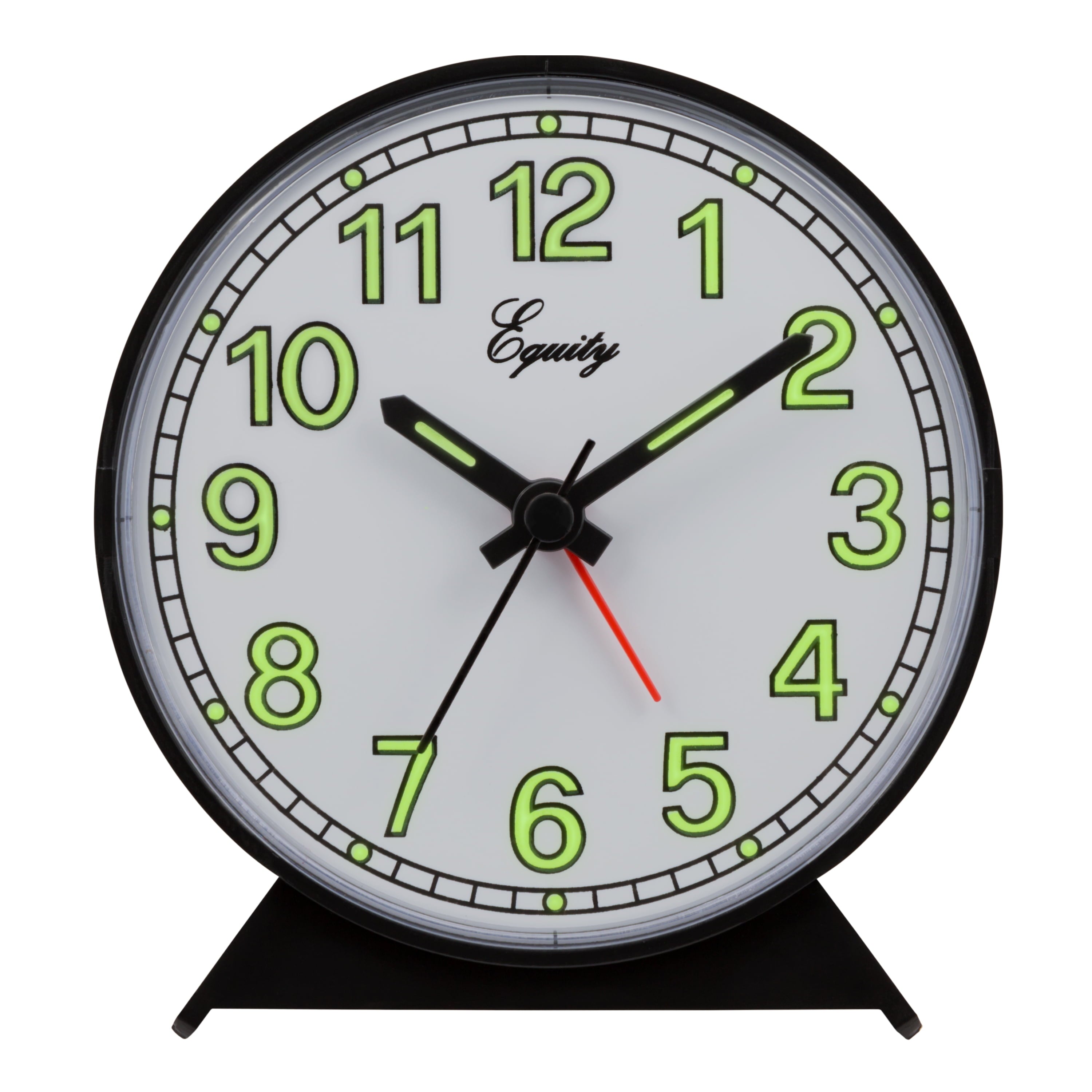 Equity Battery-Operated Black Analog Quartz Alarm Clock, 14077