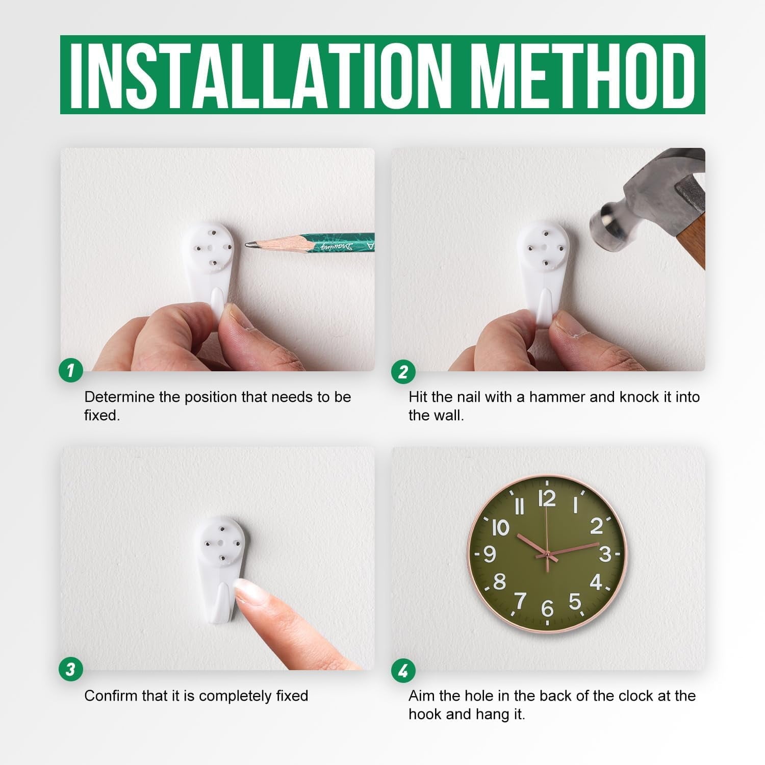 Sanmadrola Wall Clocks Battery Operated,12 inch Silent Non Ticking Modern Wall Clock for Living Room Bedroom Kitchen Office Classroom Decor Glass Front Olive Green with Gold Frame