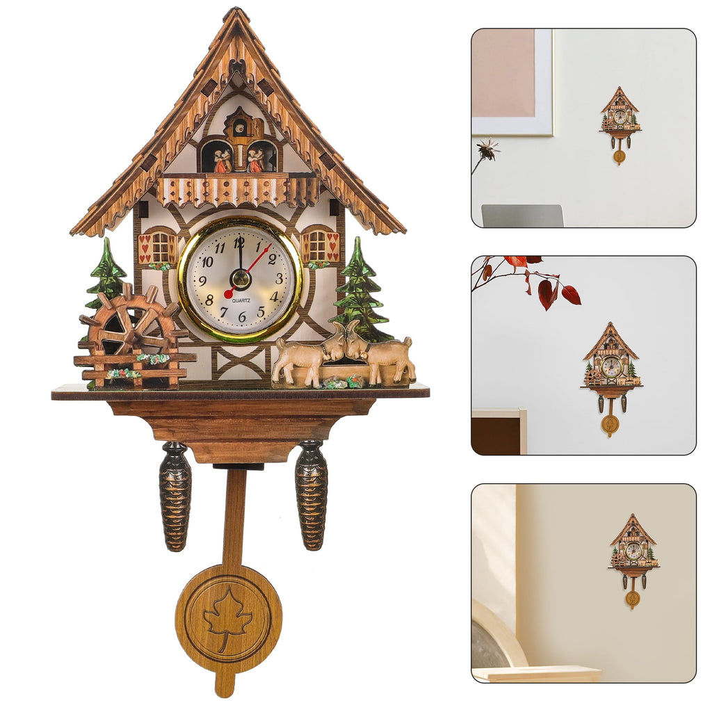 Wooden Pendulum Wall Clock with Cuckoo Bird