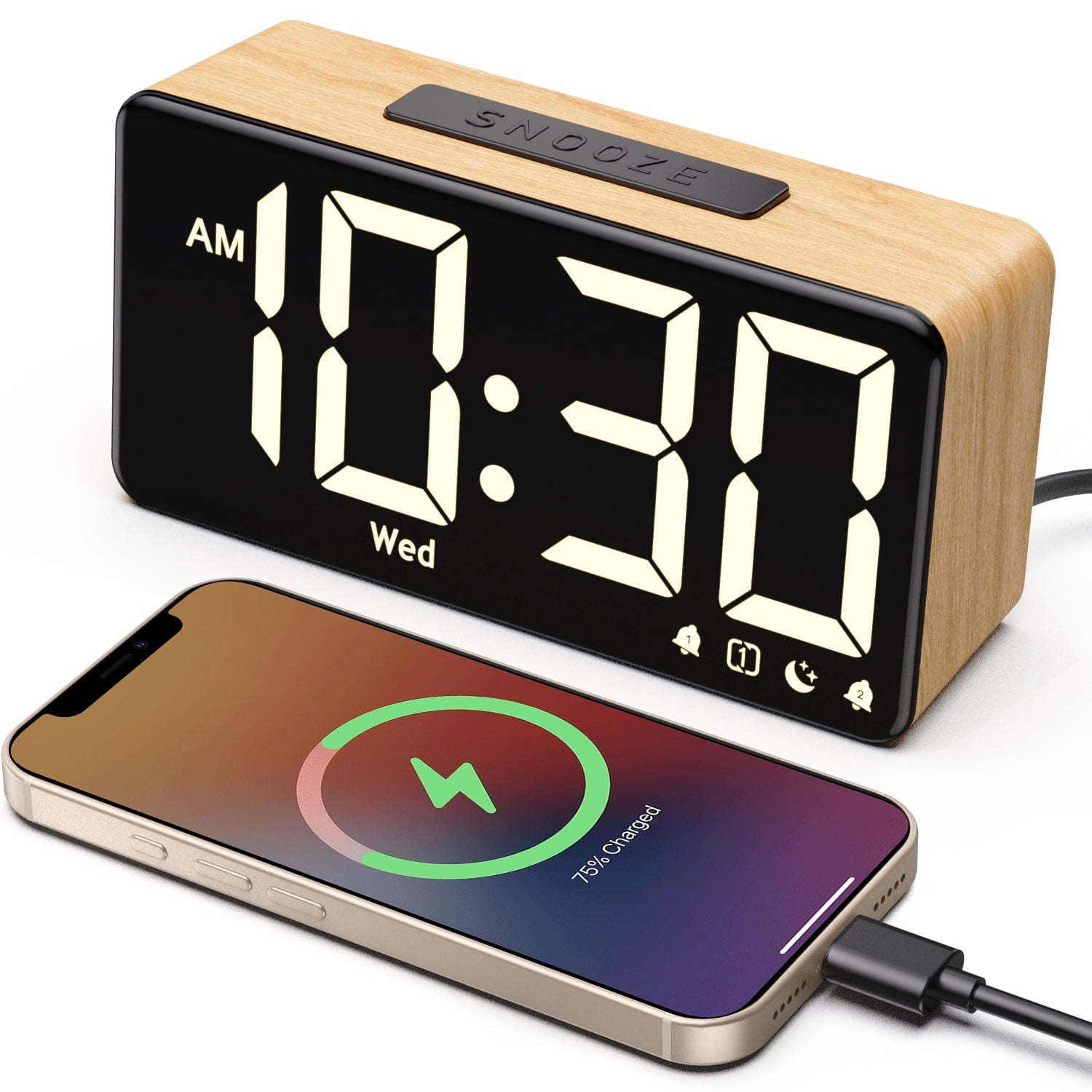 Mpow Alarm Clock for Heavy Sleepers, Digital Alarm Clock for Bedroom, Adjustable Brightness, Customizable Alarms, Automatically Dim at Night, Progressive Volume, DST, Loud Alarm Clock for Kids Adults