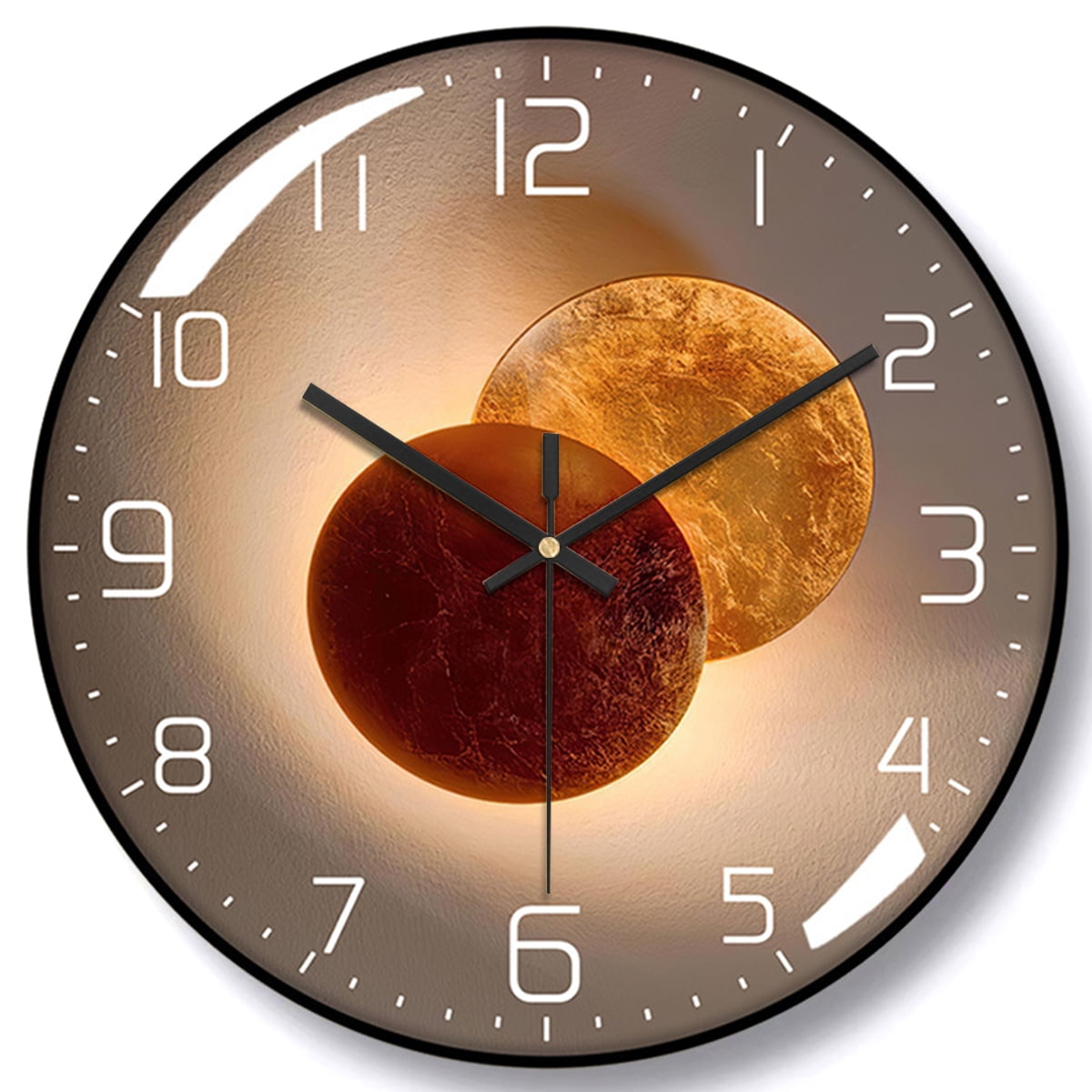 VOCOO Retro Wall Clock Glass Silent Classic Clock, 12 Inch Large Round Quartz Clock Battery Operated Non Ticking Easy to Read for Bedroom Living Room Kitchen Home Office