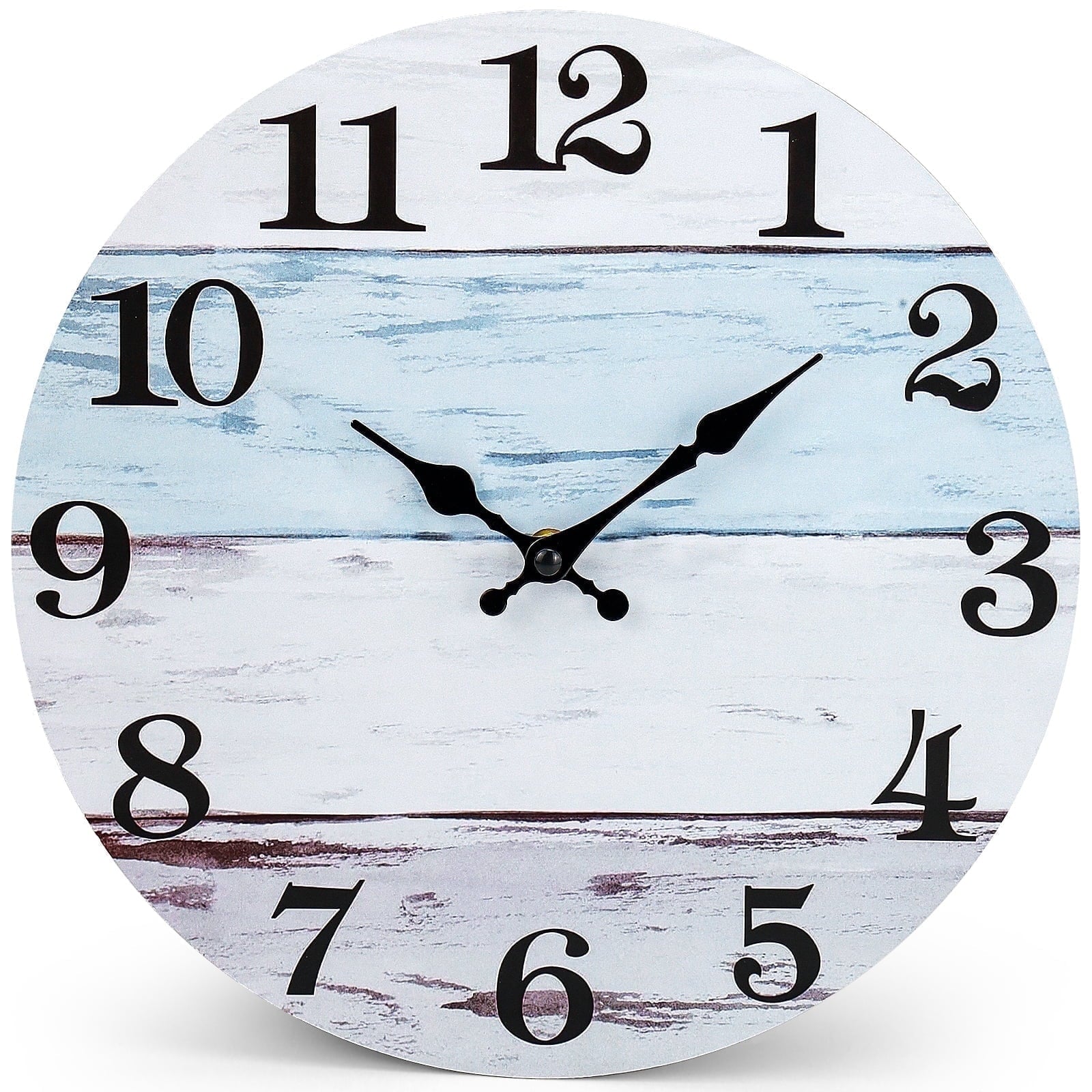 12 Inch Wall Clock Silent Non Ticking, Preciser Modern Style Decor Clock for Home, Office, School, Kitchen, Bedroom, Living Room(White)
