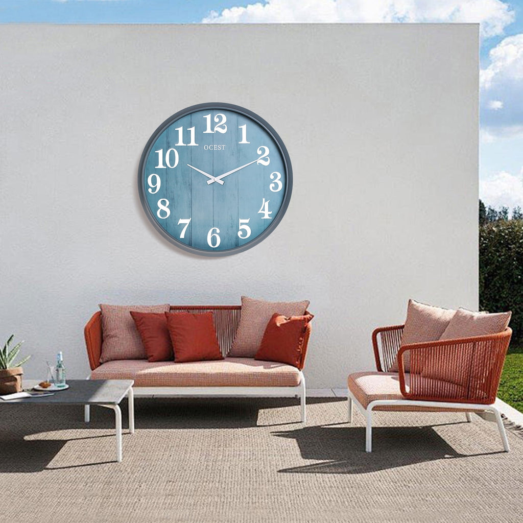 18 Inch Large Outdoor Clock Waterproof, Oversized Silent Wall Clock Battery Operated for Garden Pool Patio Living Room Office Decorative