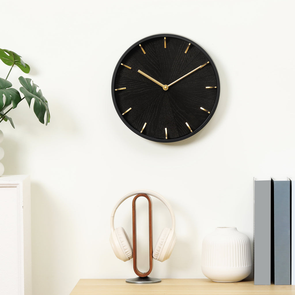 Better Homes & Gardens 11.5 Quartz Battery Modern Woodgrain Indoor Wall Clock, Easy Installation