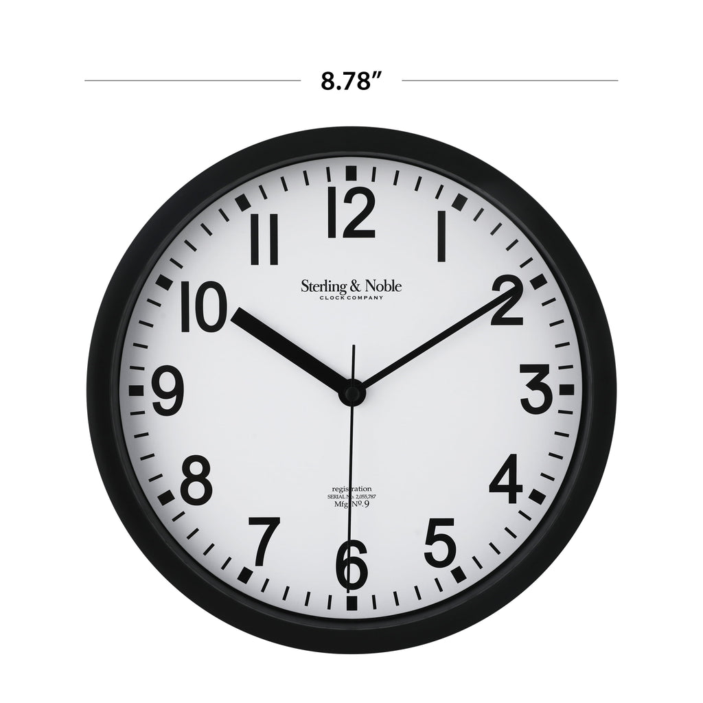 Mainstays Basic Indoor 8.78" Black Analog Round Modern Wall Clock