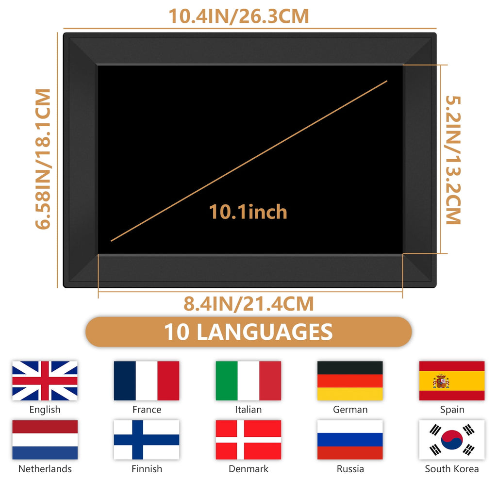 Jazeyeah WiFi 10.1" Touch Screen Smart Alarm Clock Auto-Sync Time & Date,7-Day Weather Forecast, 64 Custom Alarms, & Schedule Reminders (Black)