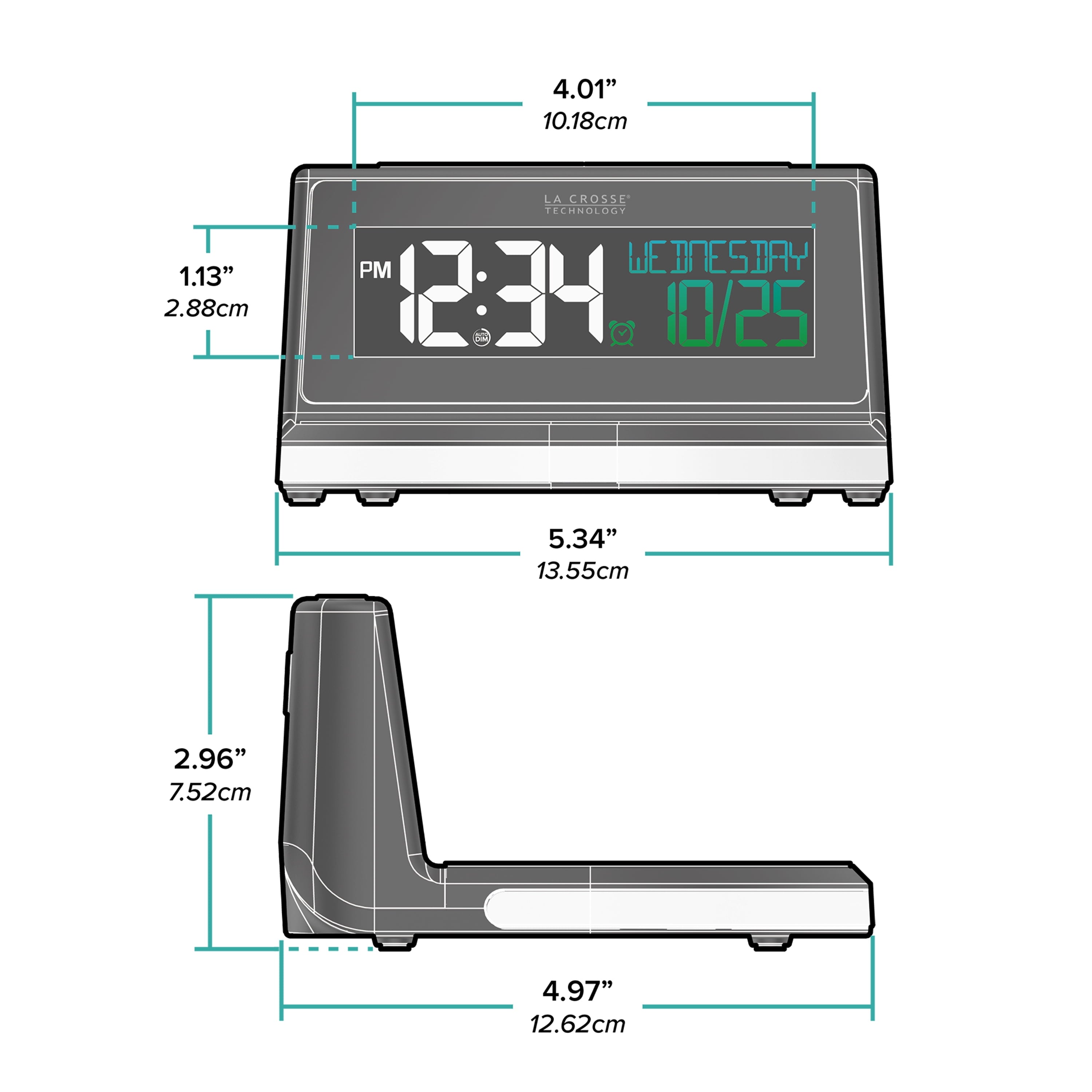 La Crosse Technology 617-148V2 Black Wireless Charging Alarm Clock with Glowing LED Base